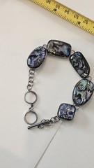 VINTAGE ABALONE 925 STERLING SILVER BRACELET 7+8 Inch Adjustable GORGEOUS…