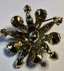 Vintage Purple Rhinestone & Gold-Tone Layered Flower Brooch Pin