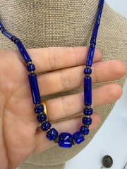 Vintage Necklace Art Deco Blue Cobalt Blue Glass Beads 18 Inch Barrel Clasp