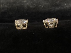 Designer 14k Yellow Gold Cubic Zirconia Solitaire Stud Earrings Circle 12.4ct GB