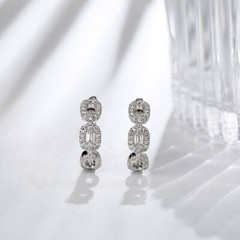 Cuban Link Huggie Women Earrings 2.0 Ct Lab Created Diamond 14K White Gold