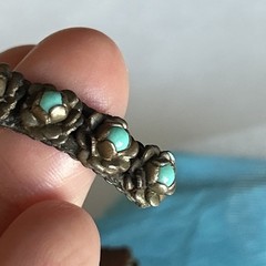 Vintage Native American Style Childs Turquoise Flower Cuff Bracelet