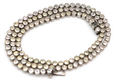 Antique Edwardian 935 Silver Paste Tennis Chain Necklace 15.5” 10.65g