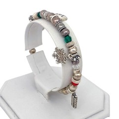 Christmas Holiday Red Green Charm Bracelet | Vintage Sterling Silver 925 | 6.75″