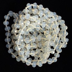 VTG Opalite Faceted Glass Rondelle Knotted Bead Flapper Length Necklace 60”