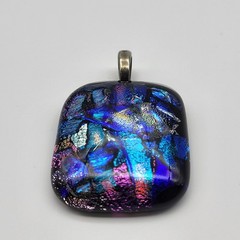 Fabulous artisan Blue art glass pendant OOAK whimsical fun