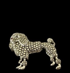 VTG Sterling Silver Marcasite Poodle Dog Hallmarked England~Red Eyes~1950s~19g