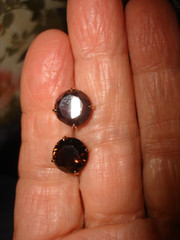 Vintage Collectible Unique 14k Yellow Gold Smokey Quartz Stud Pierced Earrings