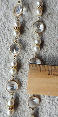 Vintage Gold Tone Faceted Crystal Pearls No Clasp Necklace 34″