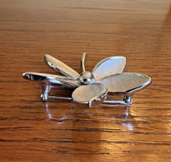 Vintage Crown Trifari Textured Silver Floral Flower Pin Brooch MCM