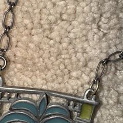 Vintage Pewter Enamel Necklace Egyptian Huge Artisan Handcrafted 83g
