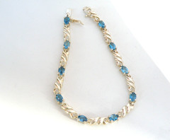 Sterling Silver 925 Natural Heated London Blue Topaz Tennis Bracelet 8″
