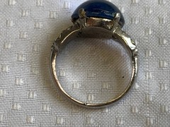Vtg Sterling Silver Ring 3.5g Fine Jewelry Size 4.5 Band Blue Stone *READ*