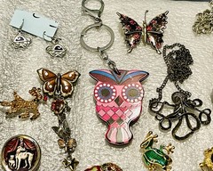 Huge Lot Different Vintage Animals Bugs Pins Necklaces Bracelet Lot