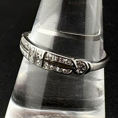 DIAMOND ART DECO BAND RING – 900 PLATINUM – 0.25 CTW – VS2 F-G – SIZE 7