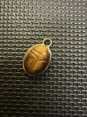 Vintage Carved Tigers Eye Scarab Pendant Charm