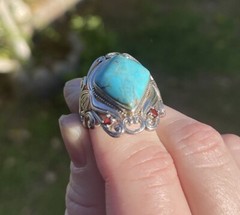 JTV Blue Composite Turquoise Rhodium Over Silver Ring .18ctw Size 10