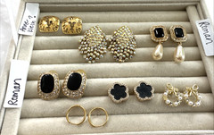 Lot 7 Pair Brutalist Earrings ROMAN Gold Vintage Movie Star Pearl 90s Anne Klein