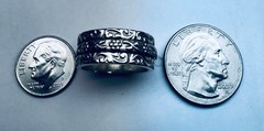 Estate Sterling Silver Floral Spinner Band Ring 6.5 – 8.2mm Wide 7.7g