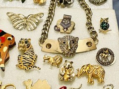 Huge Lot Different Vintage Animals Bugs Pins Necklaces Bracelet Lot