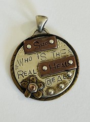 Vintage Sterling Silver Copper Healer Quote Etched Pendant 10-Grams