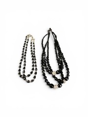 Vintage Black Glass Bead Choker Necklace & Faceted Black Glass Bead Necklace
