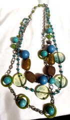3 Strand Plastic Glass Metal VTG Beaded Necklace Lobster Clasp 19″, 21.5″, 23″