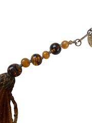 Vintage Miriam Haskell Amber Gold Seed Bead Torsade Multi Strand Necklace