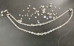 VTG 3 Strand Crystal Bead Necklace 1950s Iridescent Middle Strand Needs Repair