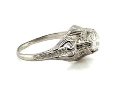 Art Deco Mined Diamond Ring GIA Certified .58ct Platinum Antique Original 1930s
