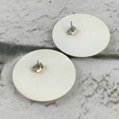 Vintage Retro 80’s Stud Earrings Large White Circles Art Deco Fashion Jewelry