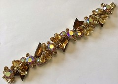 VTG JULIANA D & E 5 LINK SMOKED TOPAZ ARROW RHINESTONE TOPAZ BEAD BRACELET G19