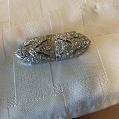 VTG Coro Duette Silver Tone Rhinestone Art Deco Convertible Dress Clips Brooch