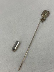 Vintage Turquoise Inlay Flower Stick Pin Silver Tone