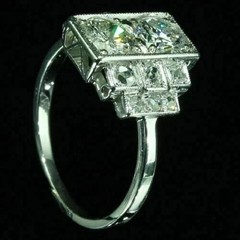 2.80CT Two Stone Art Deco Geometric Cluster Lab Created Diamond Ring 925 Silver