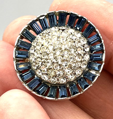 Vintage Wiesner Earrings Simulated Sapphire Baguette Clip on Silver Tone