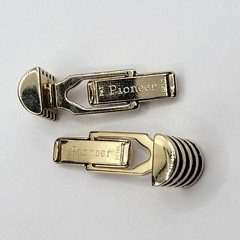 Pioneer Modernist Gold Tone & Black Industrial Style Barrel Shape Vtg Cufflinks