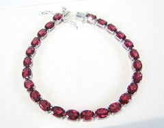 New Sterling Silver 925 Natural Rhodolite Pink Garnet Tennis Bracelet 7.5″