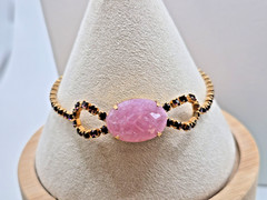 VTG CELEBRITY NY Necklace Bracelet Pink Geode/Pink Druzy w/ Purple Rhinestones
