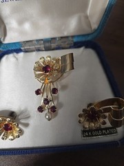 Jo Anne Jewels Of ELEGANCE 24 GOLD PLATED BROOCH ANSEARRINGS