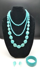 Vintage Retro Plastic Jewelry Lot, In Turquoise and Purple Lucite, 1960s-1980s