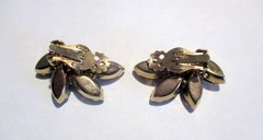 Amethyst Looking Brooch and Earring Set ~ Brooch w/Pin and Clip Earrings