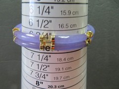 7″ HN 14k Yellow Gold Lavender Jade Double Row Bangle Bracelet