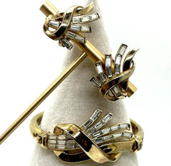 Trifari Meteor Demi Parure Bracelet Clip Earrings Alfred Philippe Book Piece