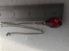 Pendant with chain silver 875 Russian Soviet Gold vintage USSR red crystal glas