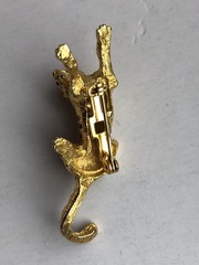 Vintage Gold Tiger With Jewels Brooch 4.5 cm