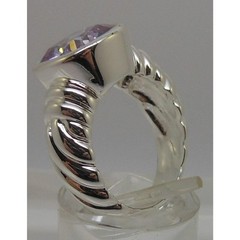 Vintage Designer Cocktail Ring Sterling Silver CZ Pink Purple 925 Signed Size 6