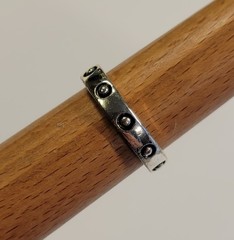 Polished Nickel Silver Dotted Ring Band With Raised Recessed Dots Size 7 Vintage
