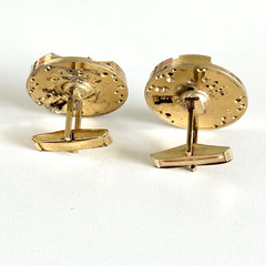 Vintage 14K Yellow Gold Filled Watch Movement Steampunk Bullet Back Cufflinks