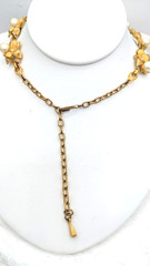 Vintage JUDY-LEE Floral Necklace Glass Pearls Rhinestones Gold Tone Adjustable